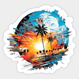 Landscape Tropical Vacation Relaxing Abstract Sticker